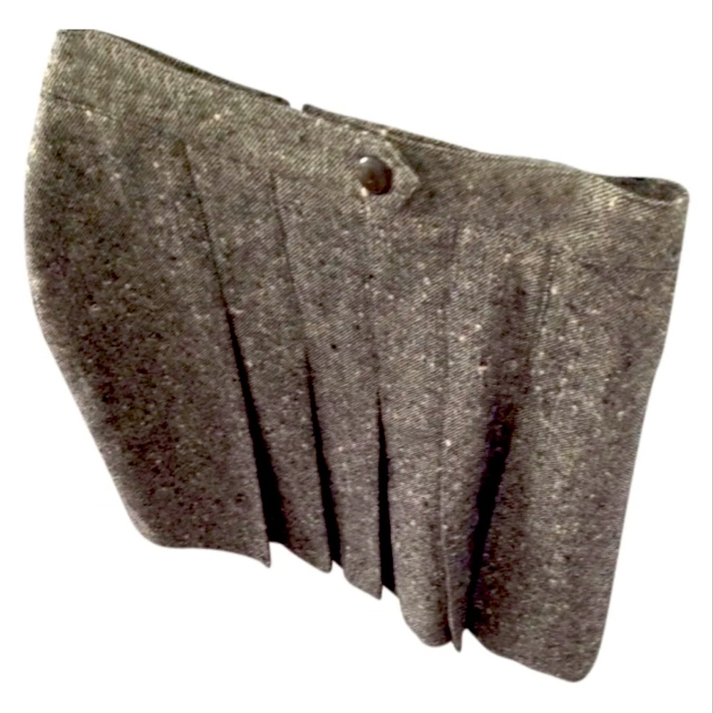Anna Sui Vintage Wool Tweed Kick Pleat Skirt Size 8